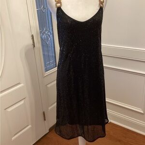 Elegant Black Sequin Backless Dress ( Size: XXL)